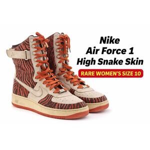 Nike Air Force 1 High Premium Snake Skin Beige Orange Womens Size 10 Rare AF1 OG